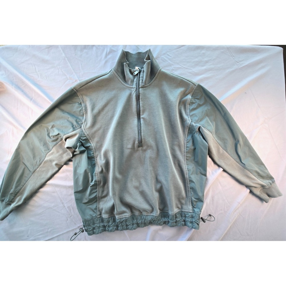 Athleta Womens Half‎ Zip Sweatshirt Green Hybrid Triumph Cinch Waist Pullover S - Picture 10 of 16